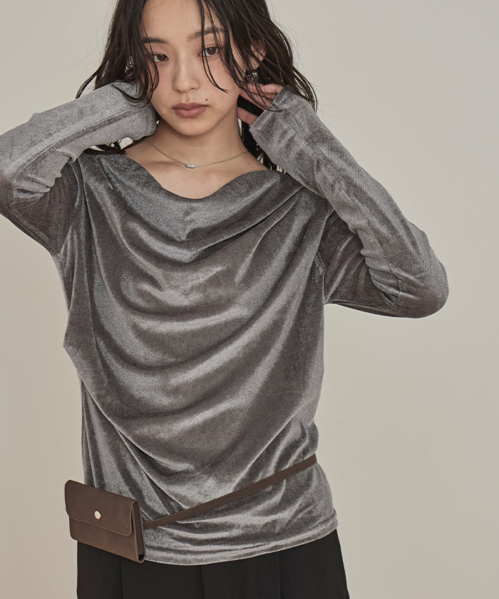 ミエット miette シアーベロアドレープトップス （オフホワイト） オフホワイト