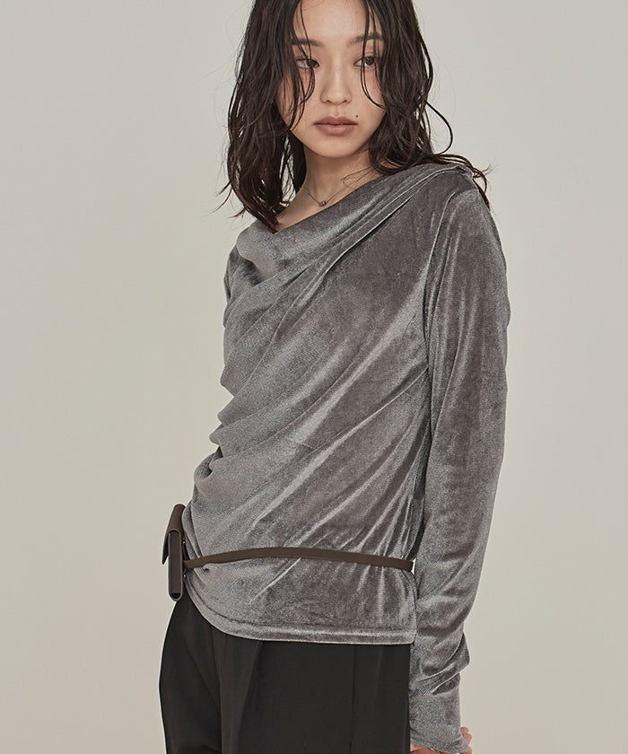 ミエット miette シアーベロアドレープトップス （オフホワイト） オフホワイト