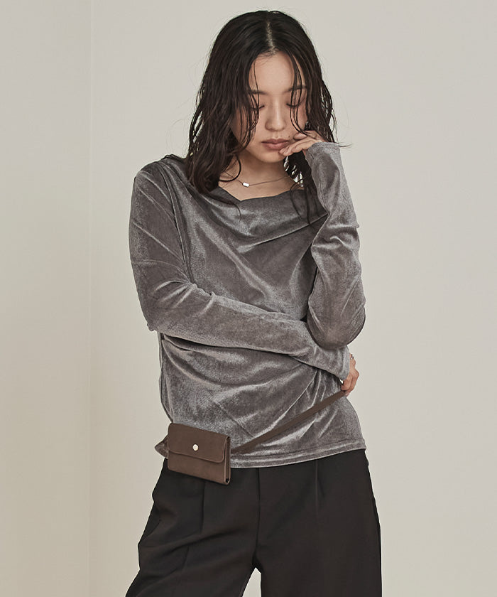 ミエット miette シアーベロアドレープトップス （オフホワイト） オフホワイト