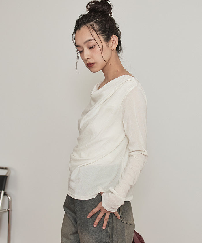 ミエット miette シアーベロアドレープトップス （オフホワイト） オフホワイト