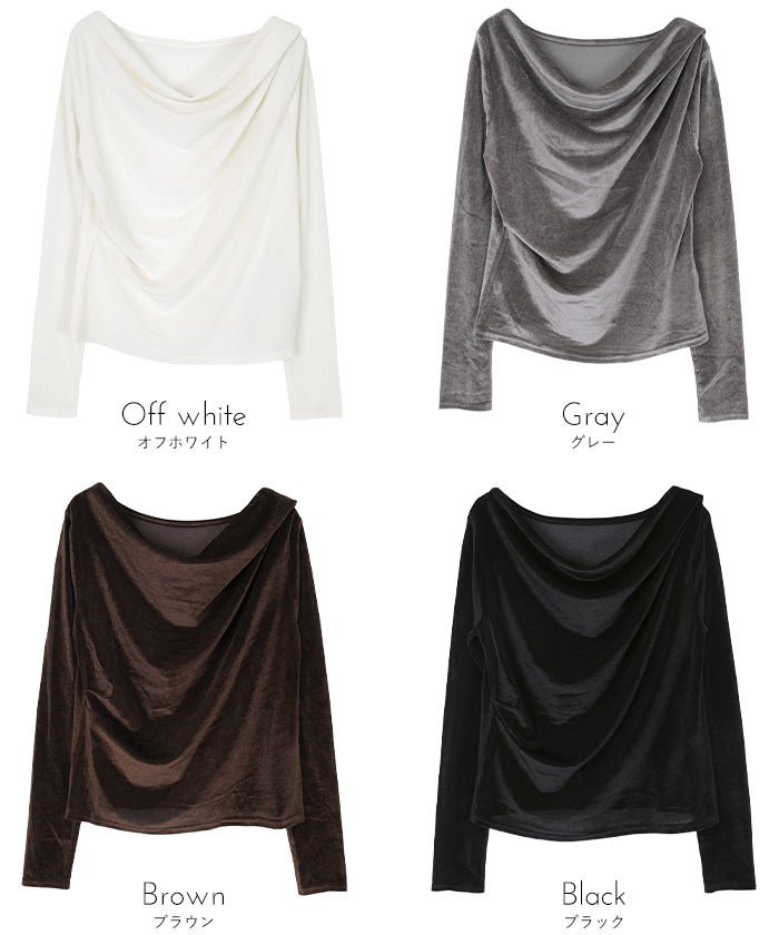 ミエット miette シアーベロアドレープトップス （オフホワイト） オフホワイト