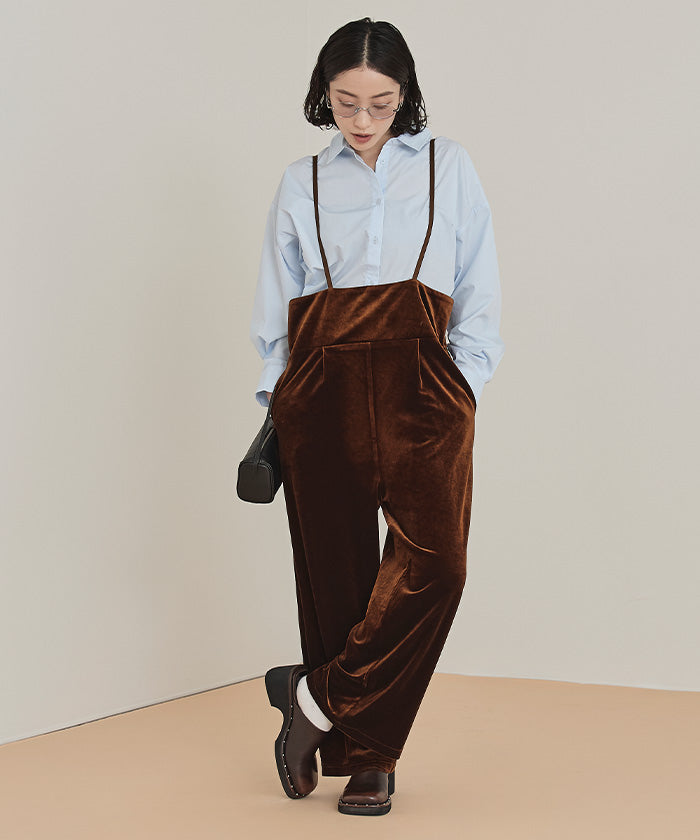 ミエット miette ベロアサロペット （ブラウン） ブラウン