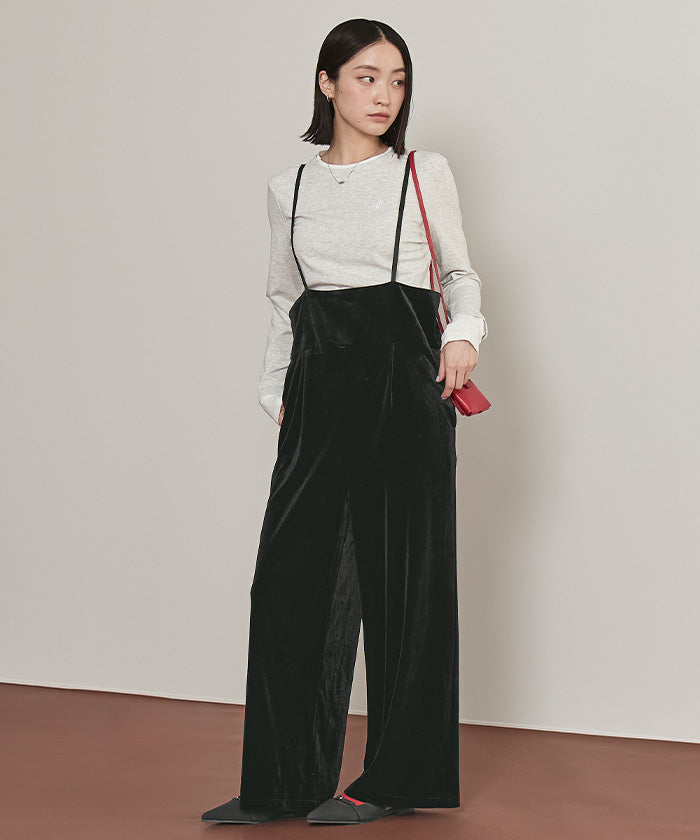 ミエット miette ベロアサロペット （ブラウン） ブラウン