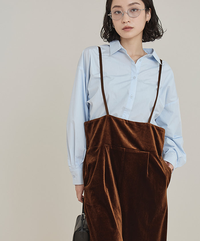 ミエット miette ベロアサロペット （ブラウン） ブラウン