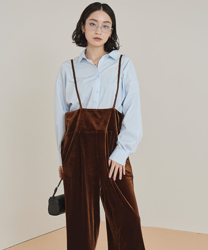 ミエット miette ベロアサロペット （ブラウン） ブラウン