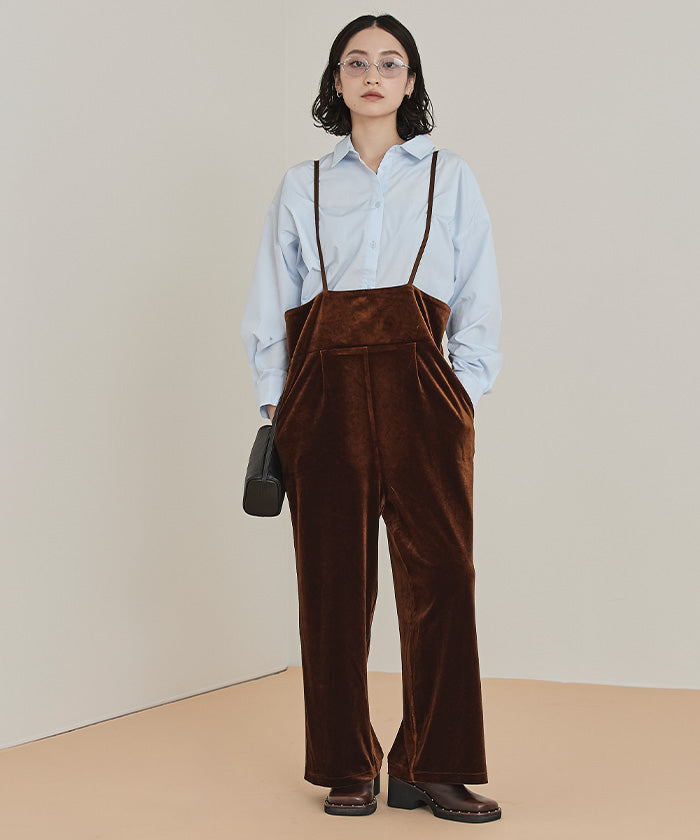 ミエット miette ベロアサロペット （ブラウン） ブラウン