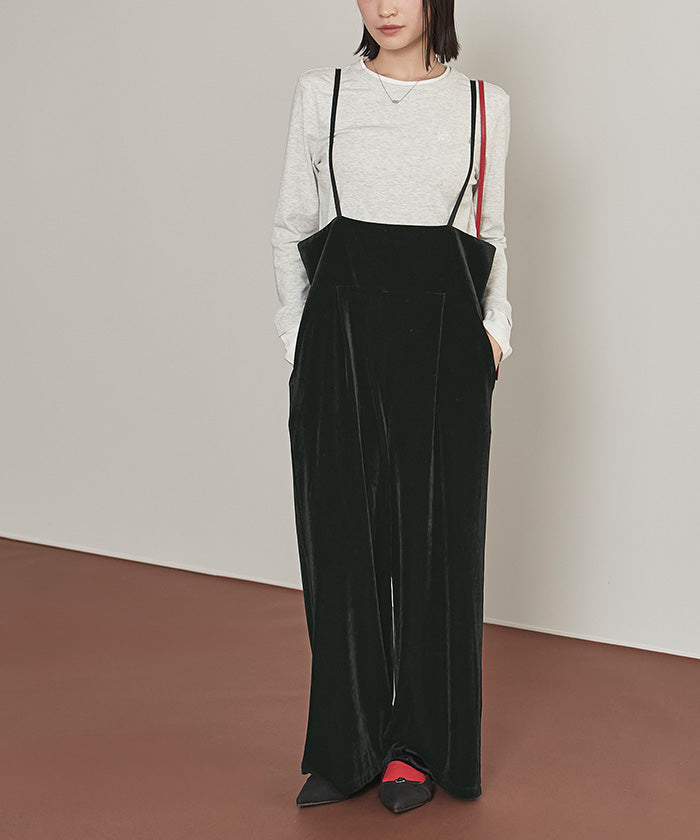 ミエット miette ベロアサロペット （ブラウン） ブラウン