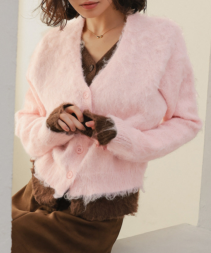 ミエット miette レイヤード風Vネックカーディガン （クリーム） クリーム