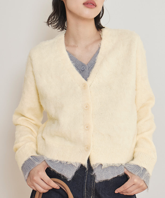 ミエット miette レイヤード風Vネックカーディガン （クリーム） クリーム