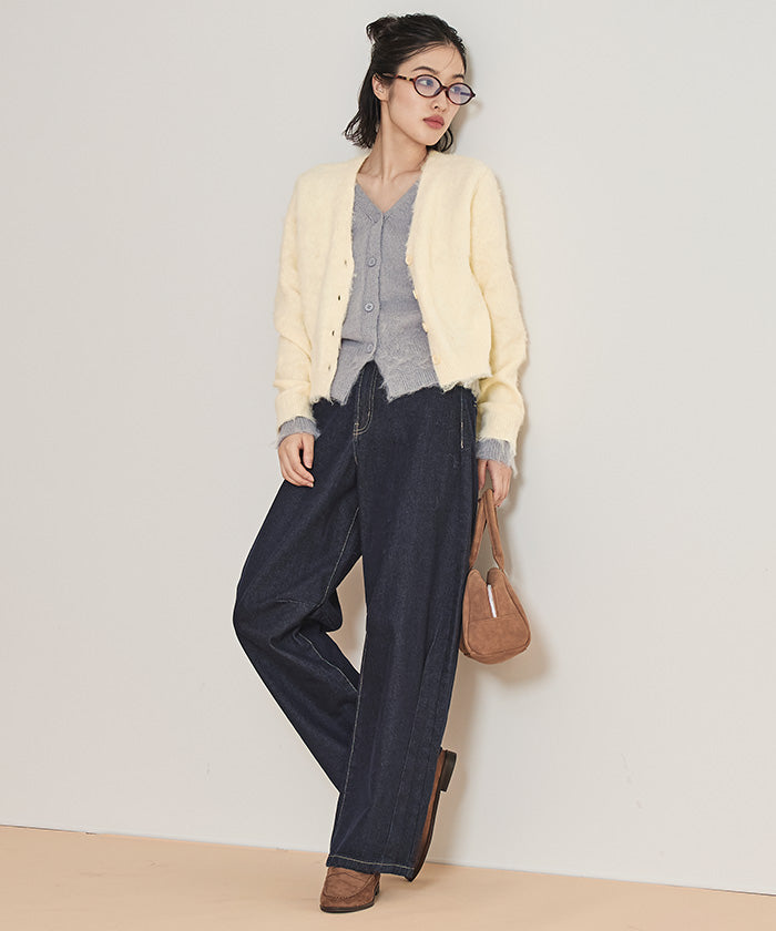 ミエット miette レイヤード風Vネックカーディガン （クリーム） クリーム