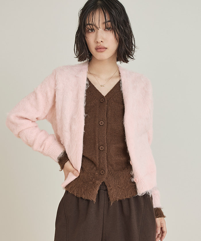 ミエット miette レイヤード風Vネックカーディガン （クリーム） クリーム