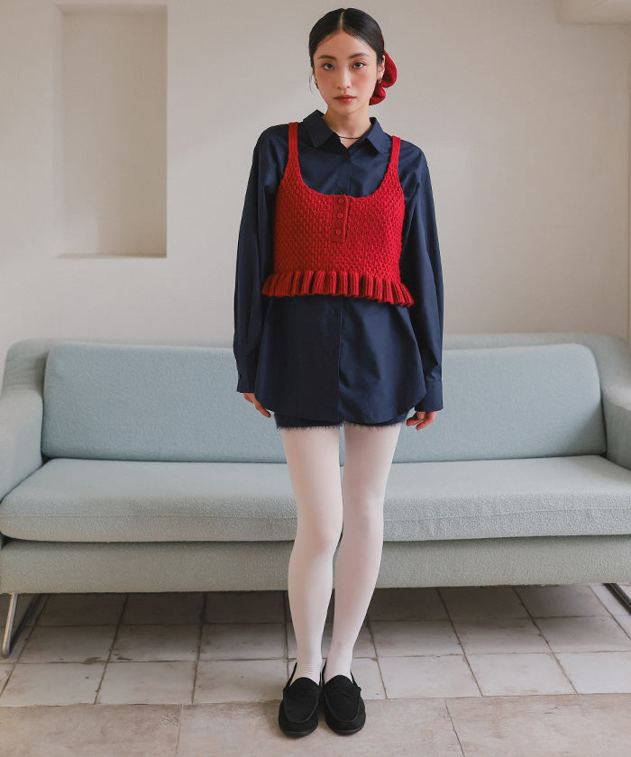 ミエット miette シュシュ付きニットキャミビスチェ （レッド） レッド
