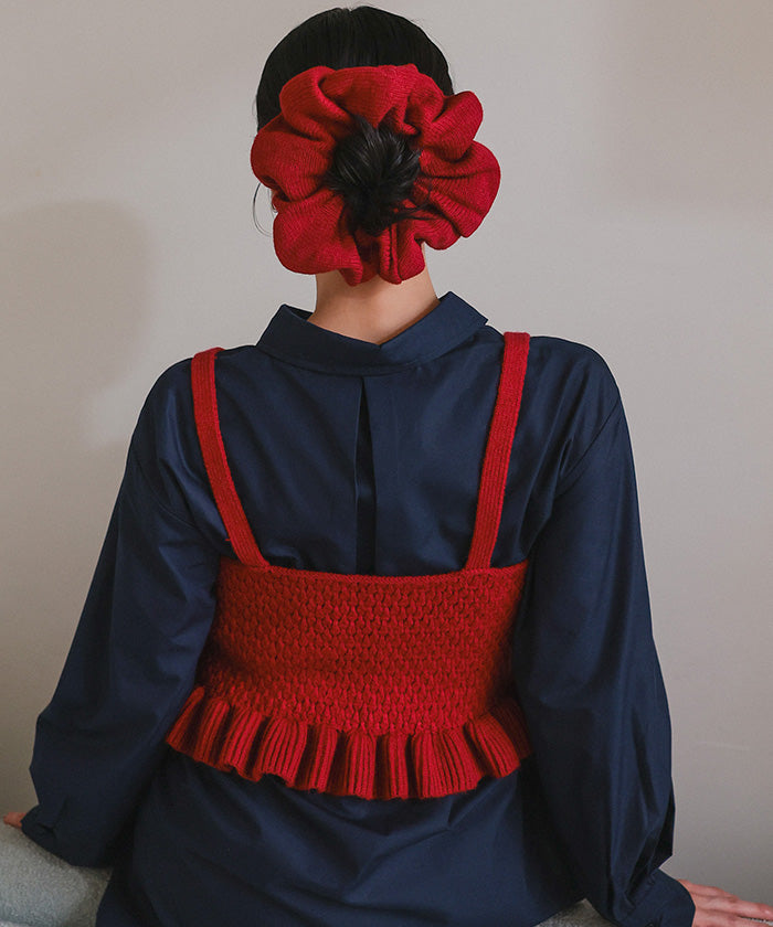 ミエット miette シュシュ付きニットキャミビスチェ （レッド） レッド