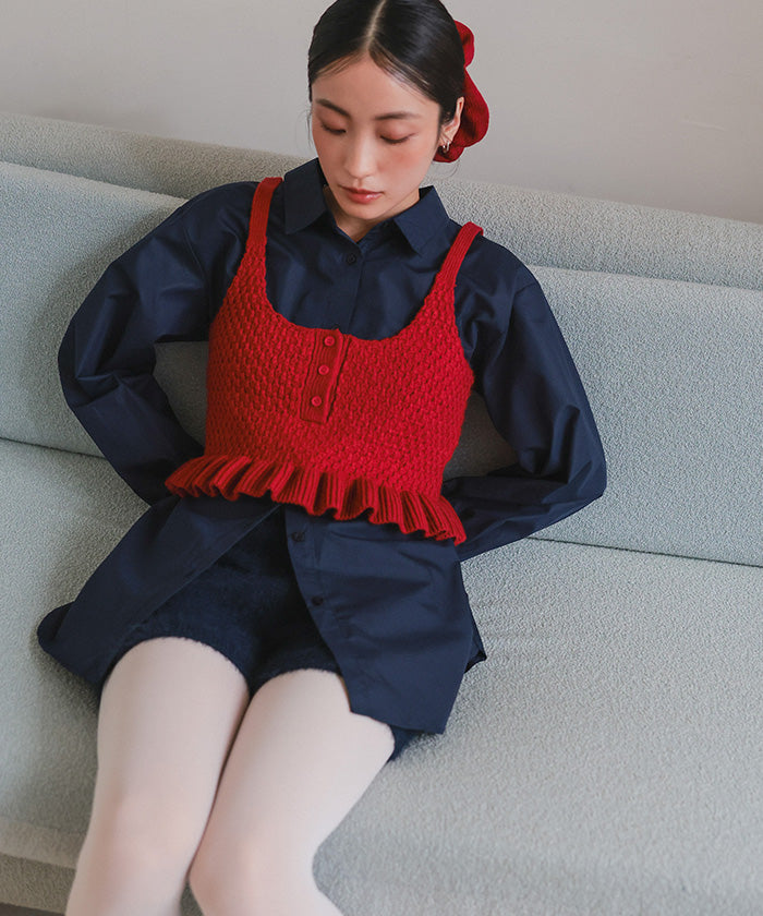 ミエット miette シュシュ付きニットキャミビスチェ （レッド） レッド