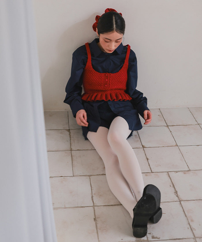 ミエット miette シュシュ付きニットキャミビスチェ （レッド） レッド