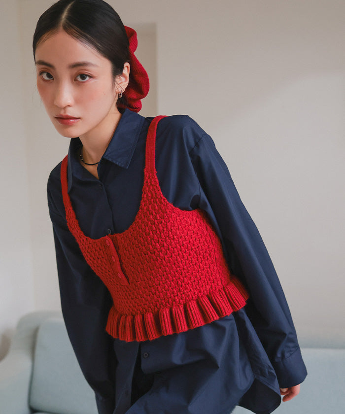 ミエット miette シュシュ付きニットキャミビスチェ （レッド） レッド