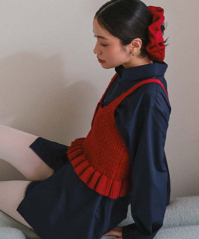 ミエット miette シュシュ付きニットキャミビスチェ （レッド） レッド