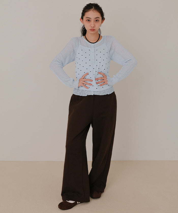 ミエット miette シアーカーディガンドットキャミセット （オフホワイト） オフホワイト