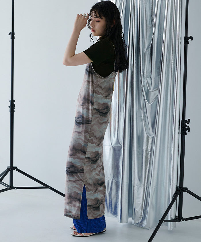 ミエット miette ニュアンス柄シアーキャミワンピース