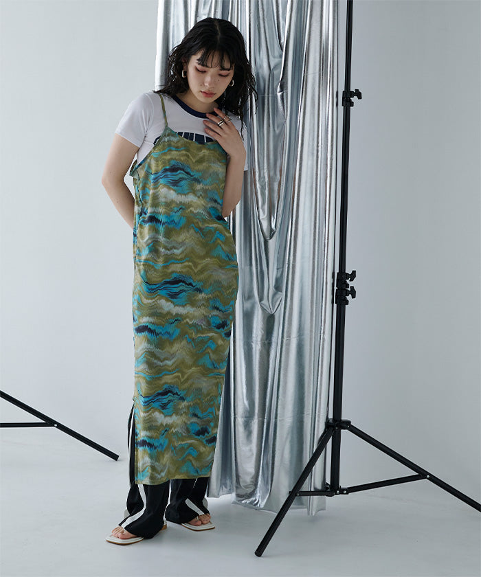 ミエット miette ニュアンス柄シアーキャミワンピース