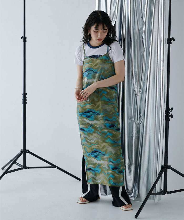 ミエット miette ニュアンス柄シアーキャミワンピース