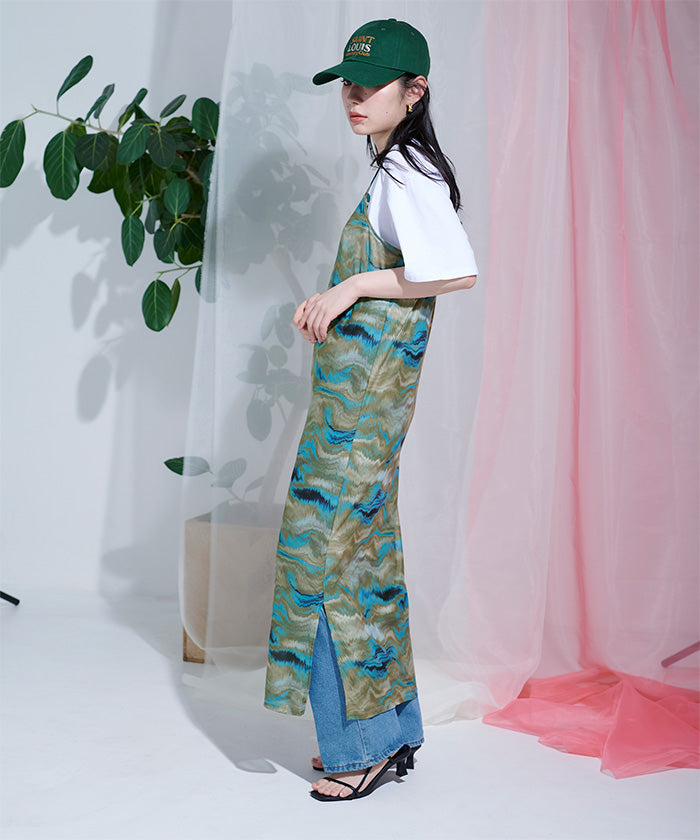 ミエット miette ニュアンス柄シアーキャミワンピース