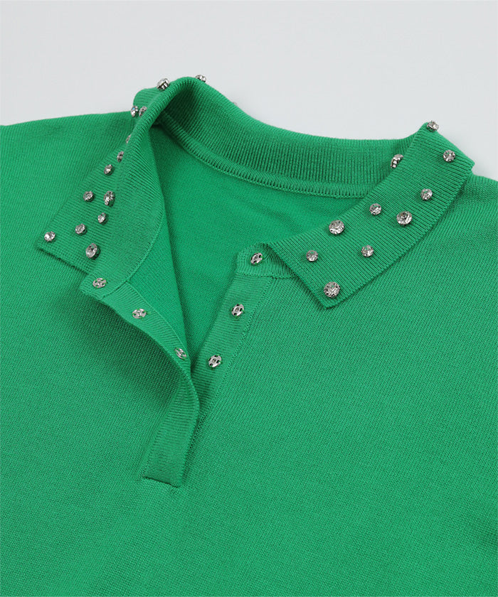 Miette Jewel Color Hem Logo Polo Knit