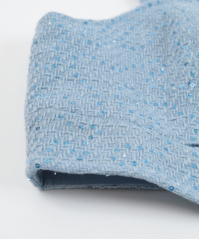 Miette Front Cut Sequin Tweed Bustier