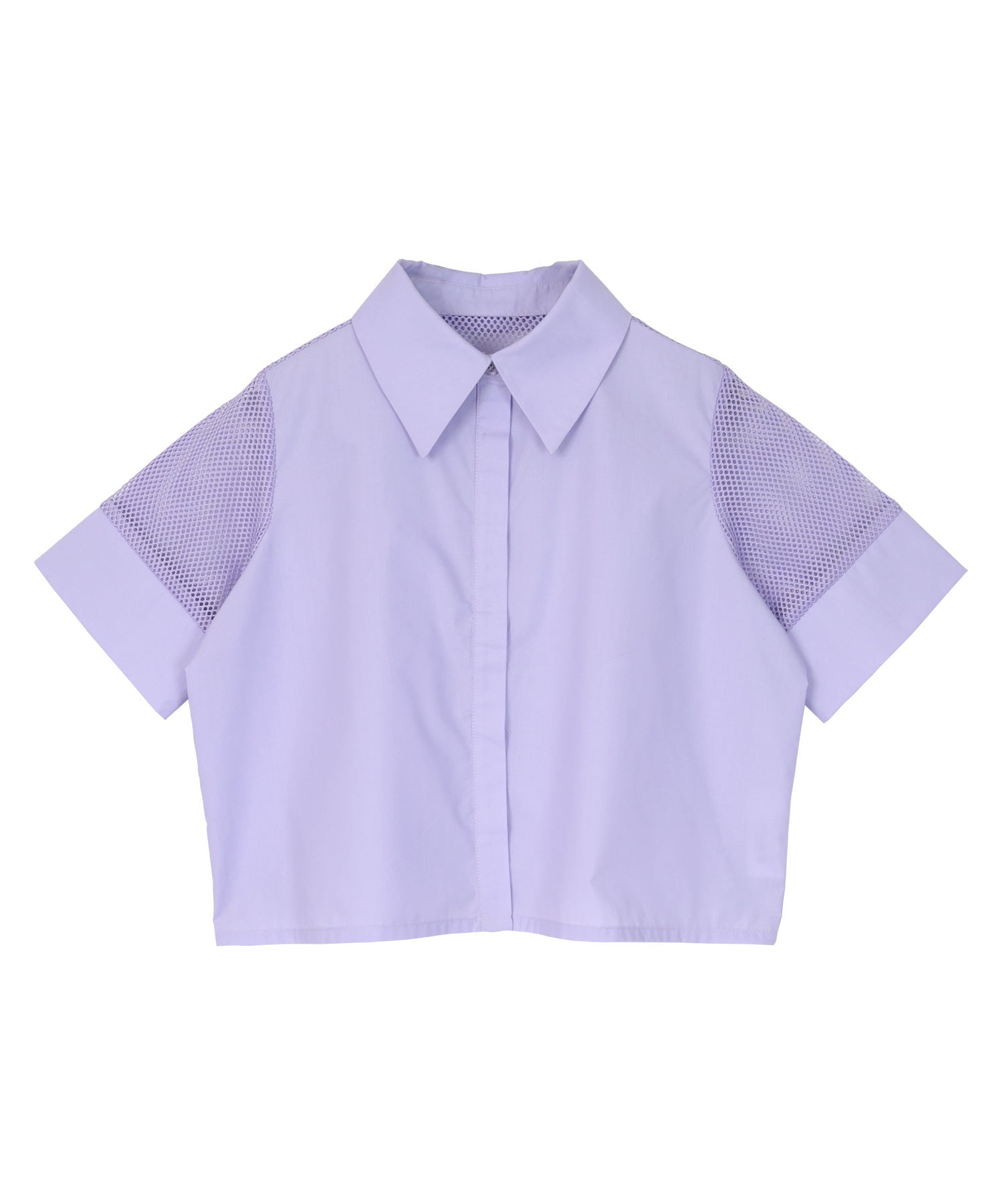 ミエット miette メッシュ切替半袖ショートシャツ （パープル） パープル