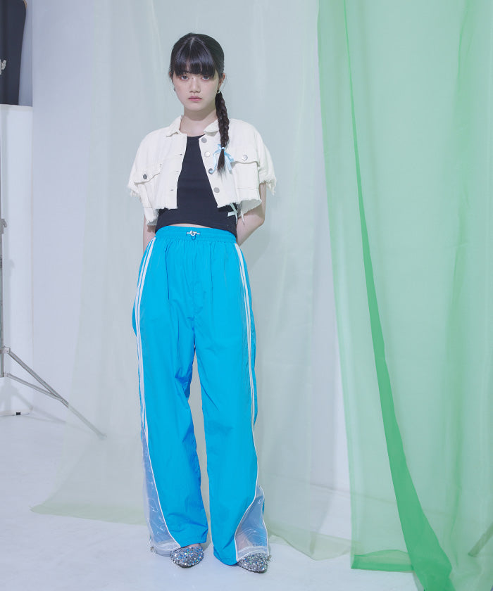 ミエット miette 半袖クロップドデニムジャケット