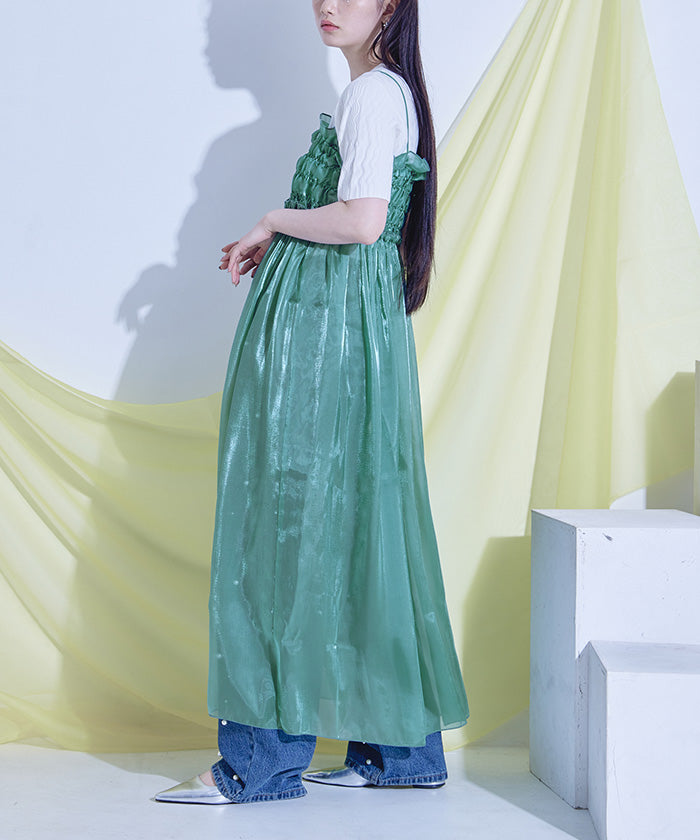 ミエット miette シャイニーシアーキャミソールワンピース