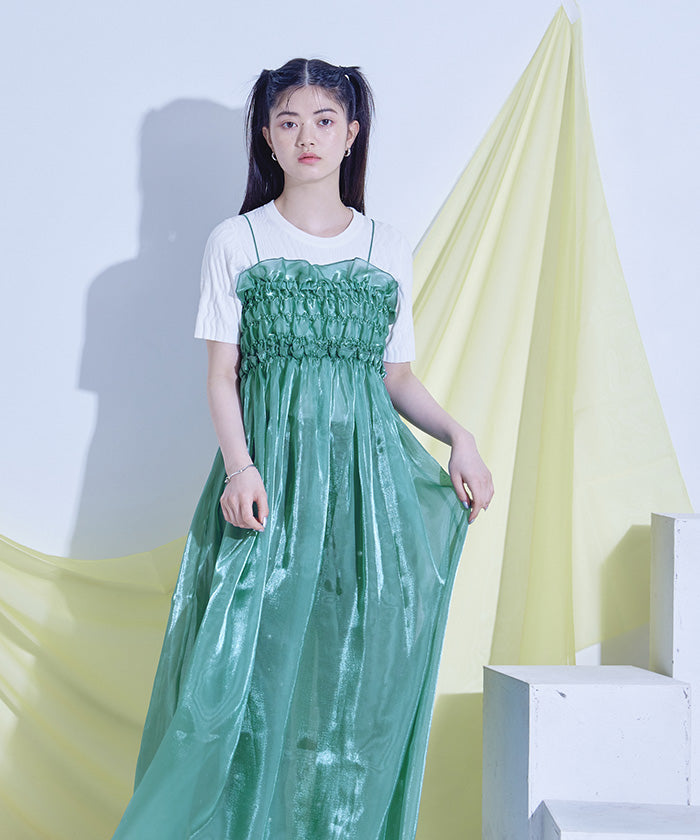 ミエット miette シャイニーシアーキャミソールワンピース