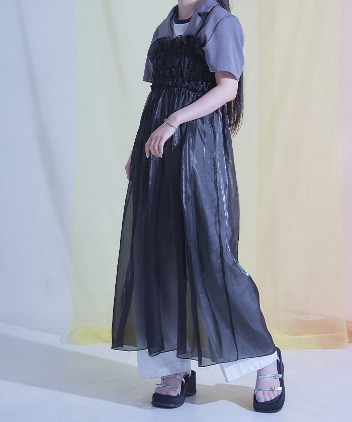ミエット miette シャイニーシアーキャミソールワンピース