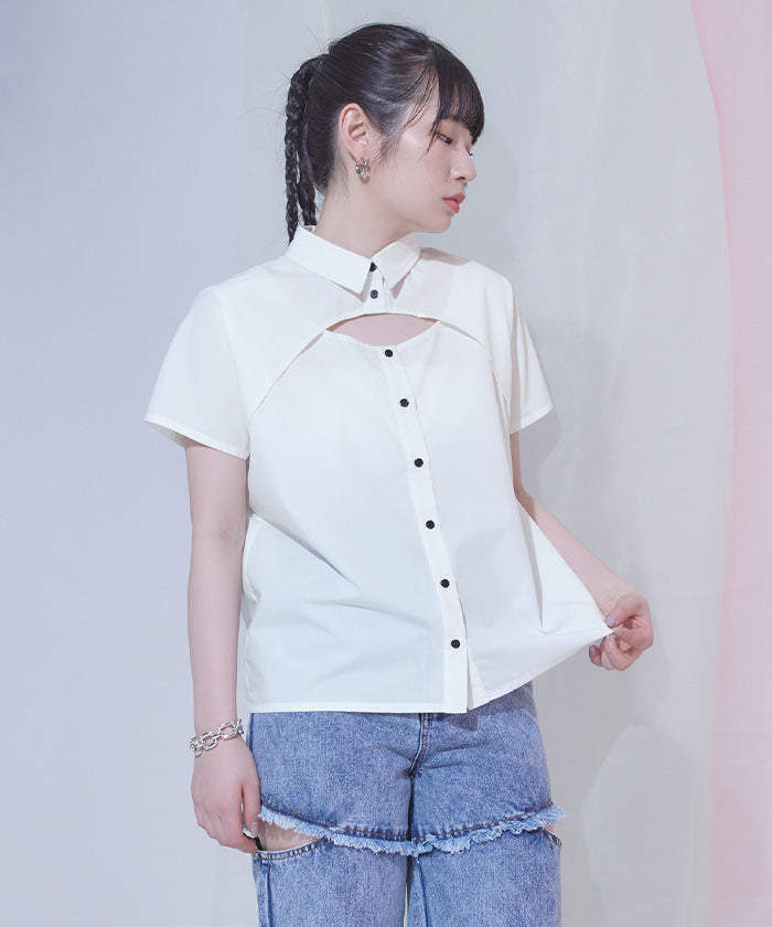 ミエット miette デコルテカットシャツ （ブラック） ブラック