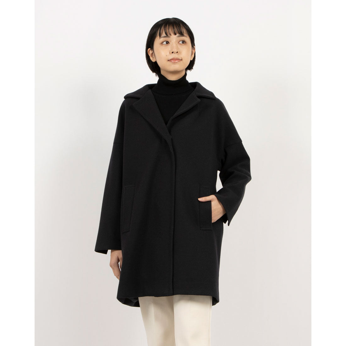 ミ・デゥー mi・deu・・・ WOOLLETテーラードロップコート （ネイビー） ネイビー