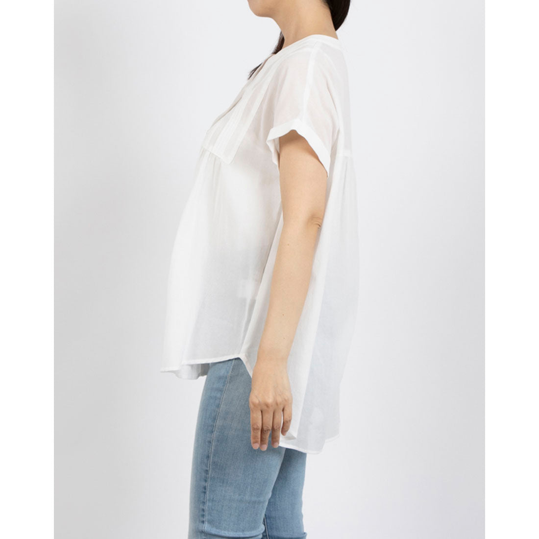 ミ・デゥー mi･deu･･･ シフォンドビーピンタックブザム （オフホワイト） オフホワイト