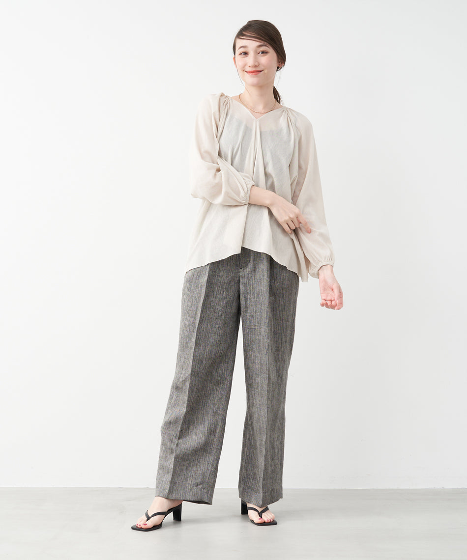 マイカアンドディール MICA&DEAL adjastable linen pants （BEIGE） BEIGE