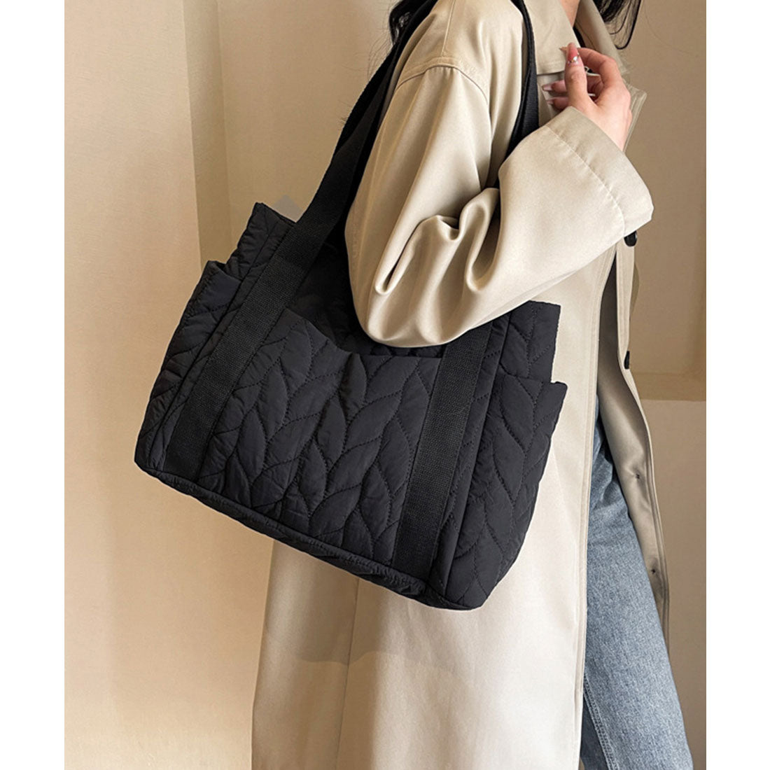 ミニミニストア miniministore キルティングトートバッグ 韓国風鞄 軽量 （ブラック） ブラック