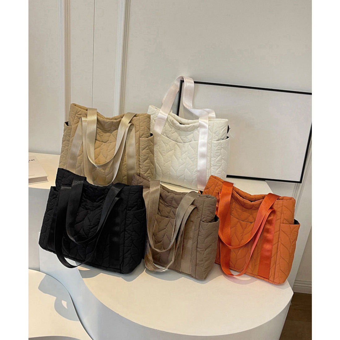 ミニミニストア miniministore キルティングトートバッグ 韓国風鞄 軽量 （ブラック） ブラック