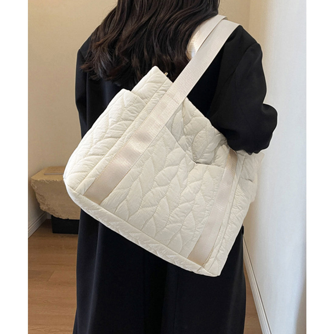 ミニミニストア miniministore キルティングトートバッグ 韓国風鞄 軽量 （ブラック） ブラック