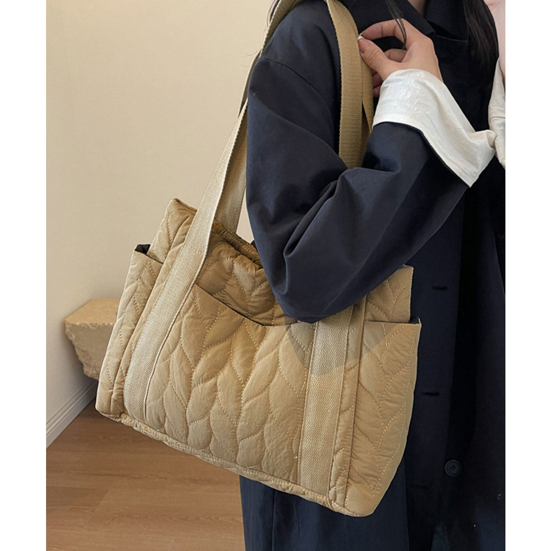ミニミニストア miniministore キルティングトートバッグ 韓国風鞄 軽量 （ベージュ） ベージュ