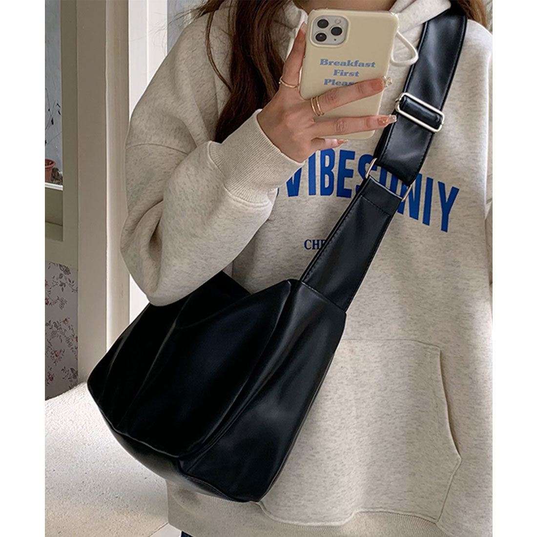 ミニミニストア miniministore ショルダーバッグ PU 肩掛け 韓国風 （ブラック） ブラック