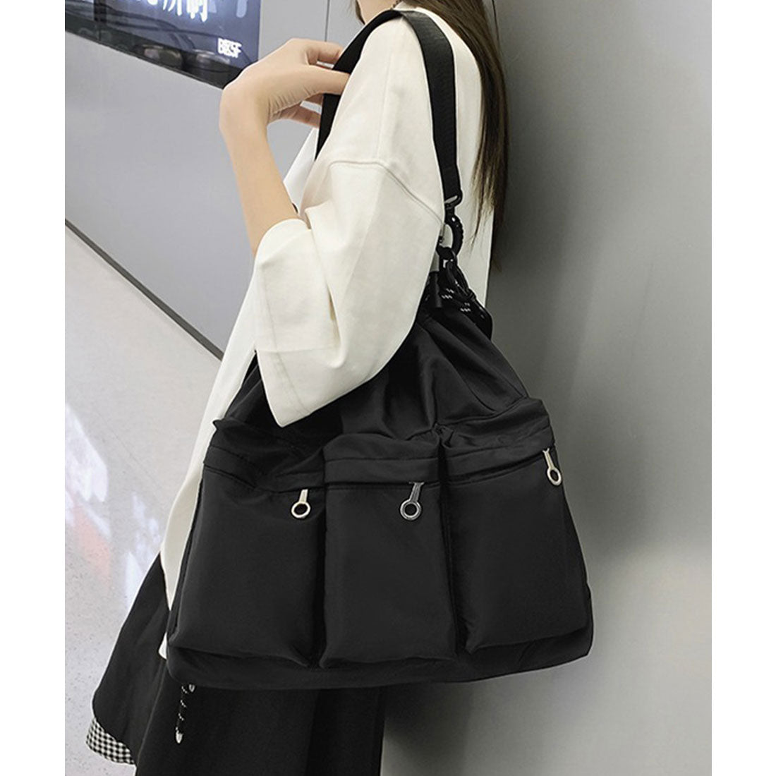 ミニミニストア miniministore ドローストリングショルダーバッグ 大容量 （ブラック） ブラック
