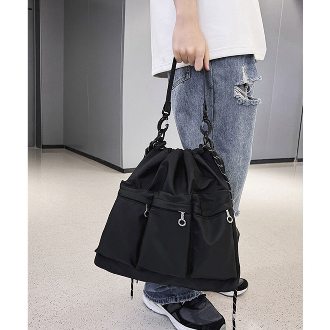 ミニミニストア miniministore ドローストリングショルダーバッグ 大容量 （ブラック） ブラック