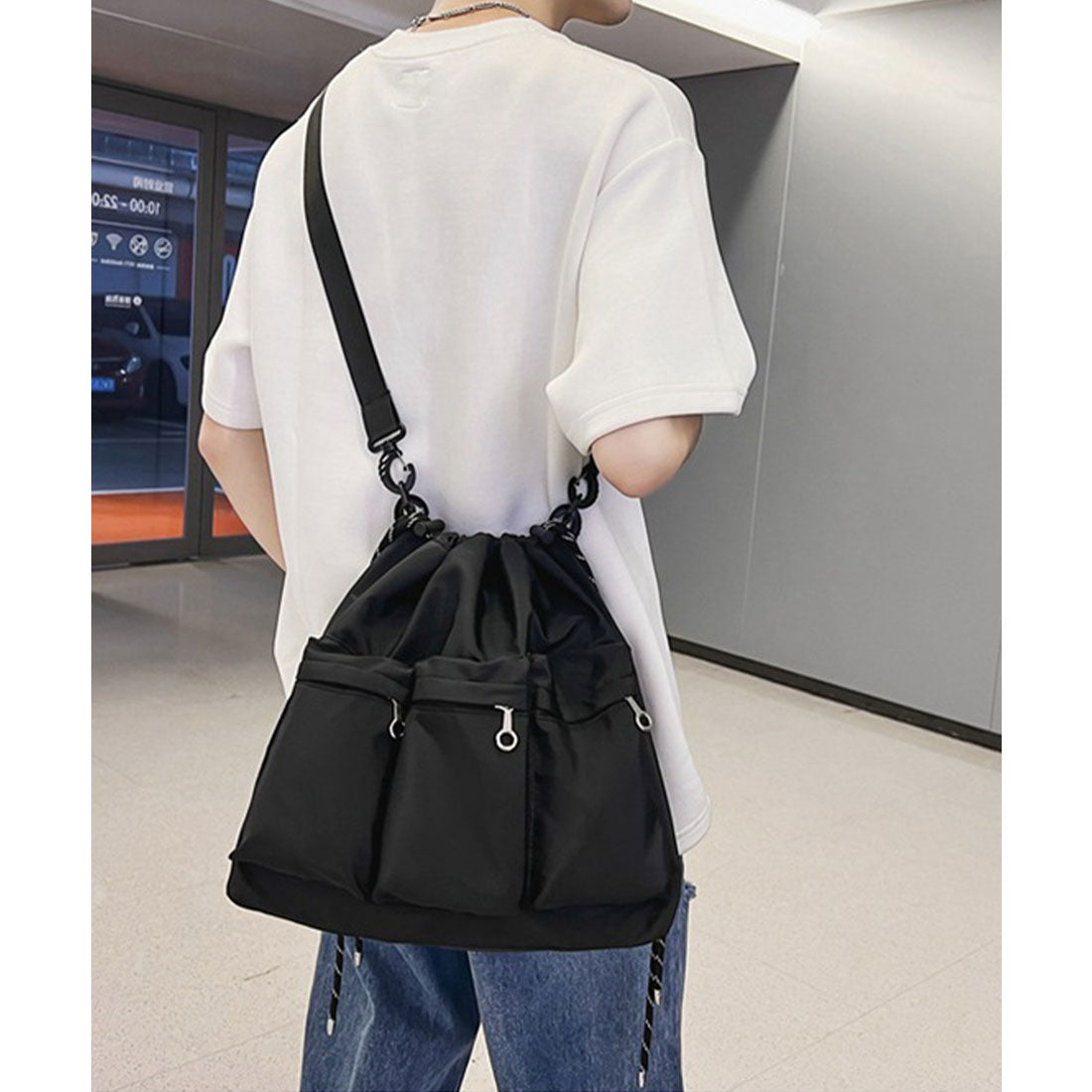 ミニミニストア miniministore ドローストリングショルダーバッグ 大容量 （ブラック） ブラック