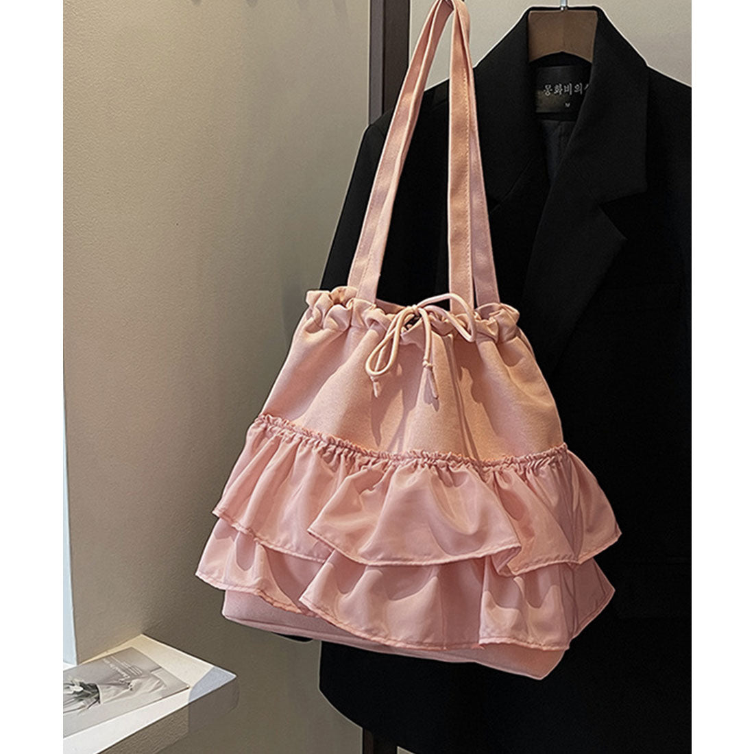 ミニミニストア miniministore ティアードフリルトートバッグ キャンバス （アイボリー） アイボリー