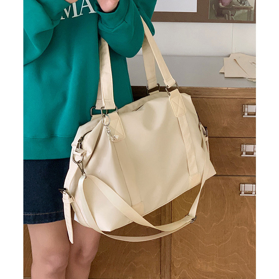 ミニミニストア miniministore 大容量トートバッグA4通勤通学斜め掛け鞄 （アイボリー） アイボリー