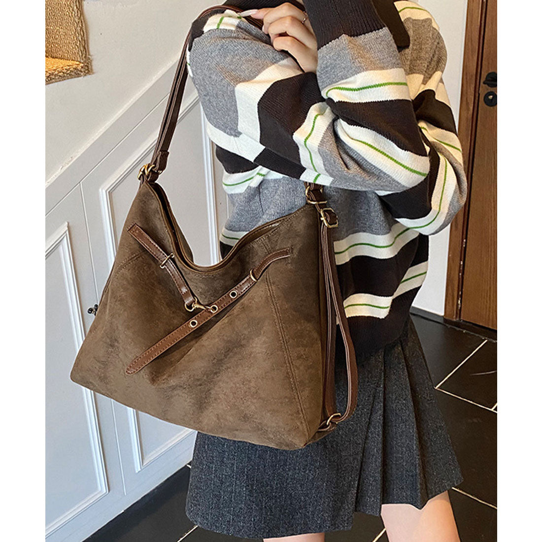 ミニミニストア miniministore トートバッグ スエード調ショルダーバッグ （ベージュ） ベージュ