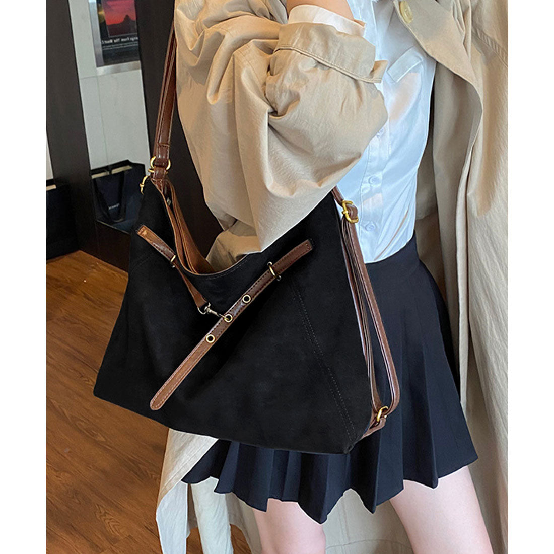 ミニミニストア miniministore トートバッグ スエード調ショルダーバッグ （ベージュ） ベージュ