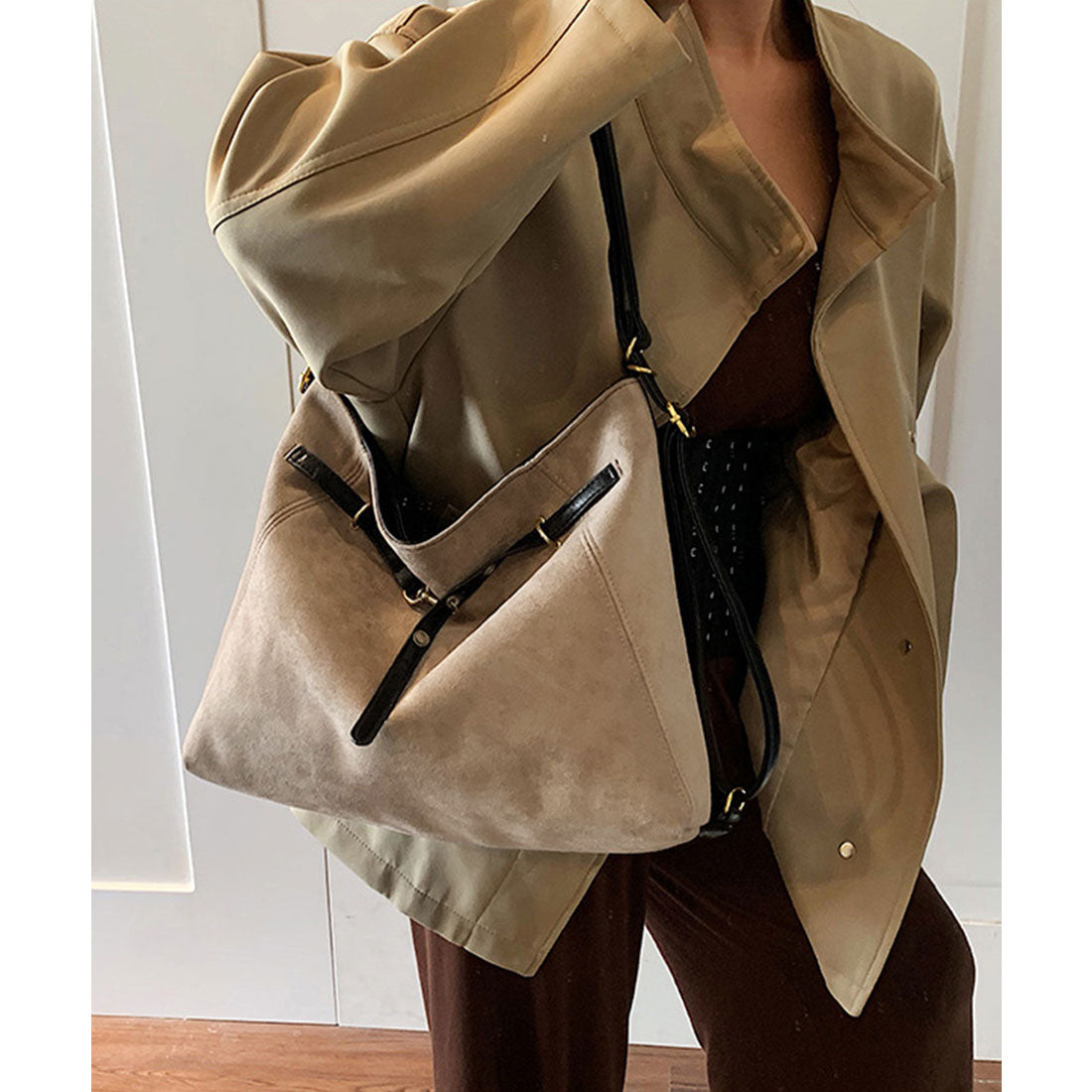 ミニミニストア miniministore トートバッグ スエード調ショルダーバッグ （ベージュ） ベージュ